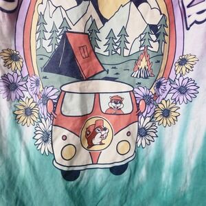 Buc-ees Tie‎ Dye T Shirt Daisy Flower Graphic Tee Purple Green White Size L